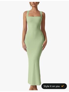 Square Neck Maxi Dress in Sage Green